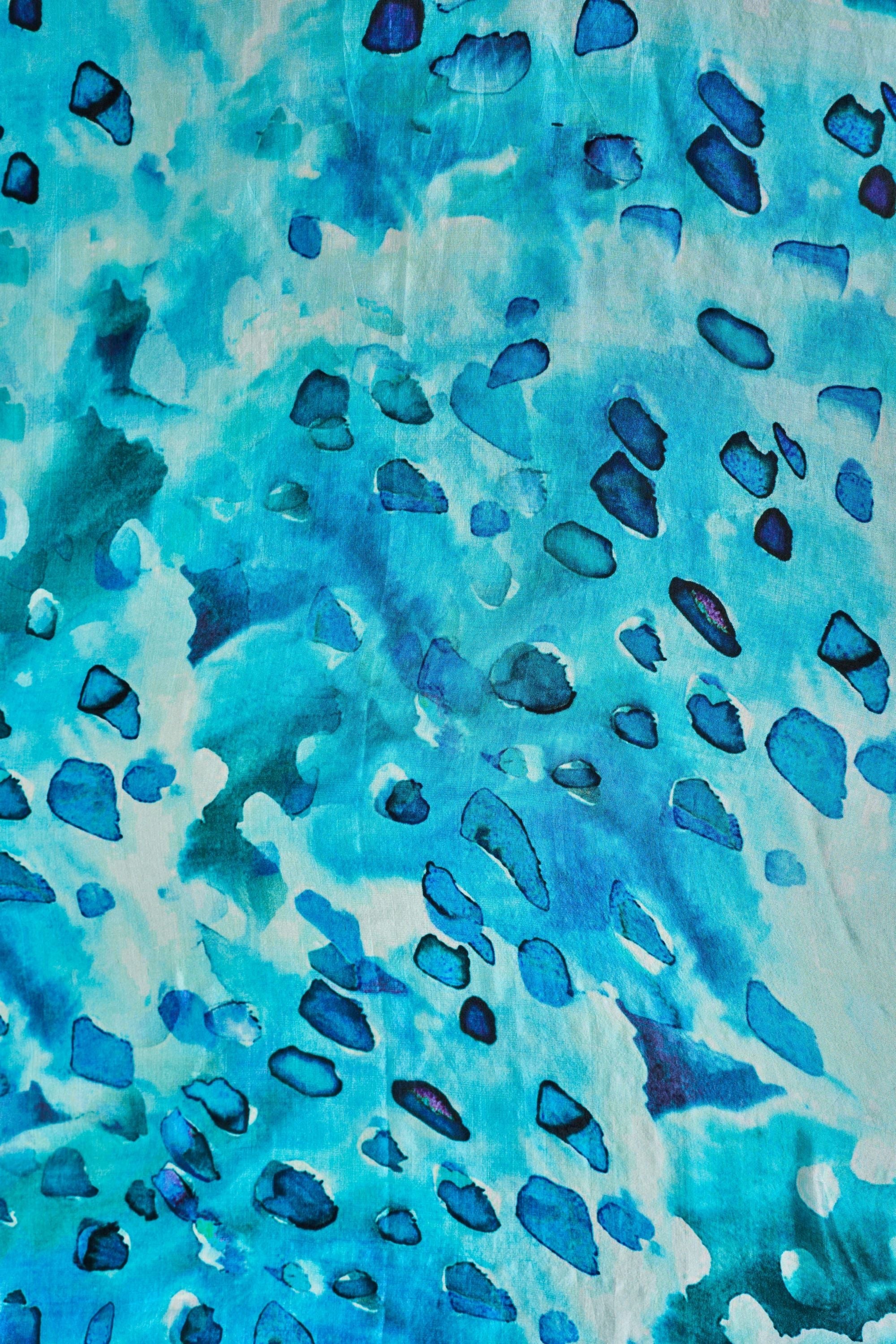 Blue Raindrops Silk Scarf