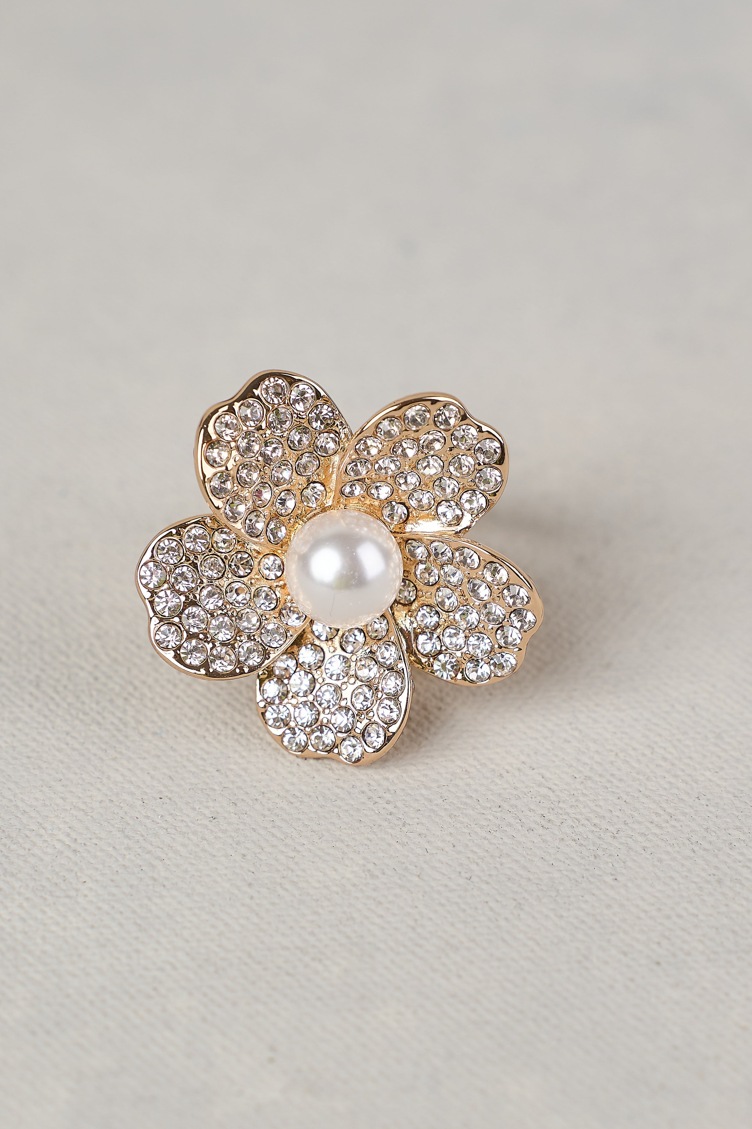 Diamante Floral Scarf Ring - White