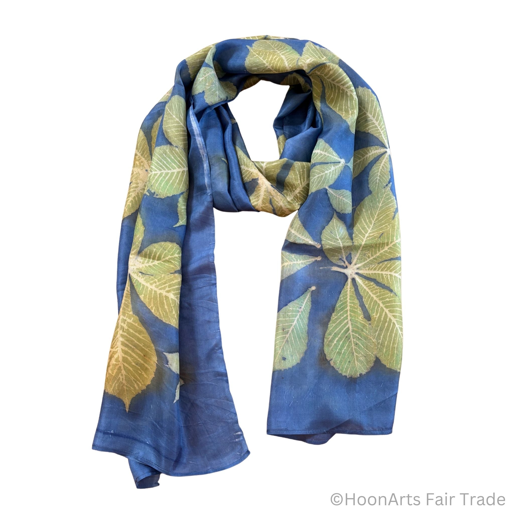 Indigo Eco-Printed Silk Scarf