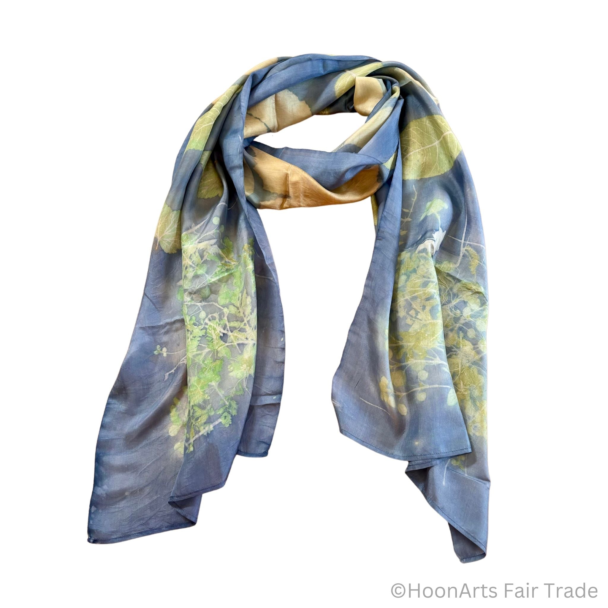 Indigo Eco-Printed Silk Scarf