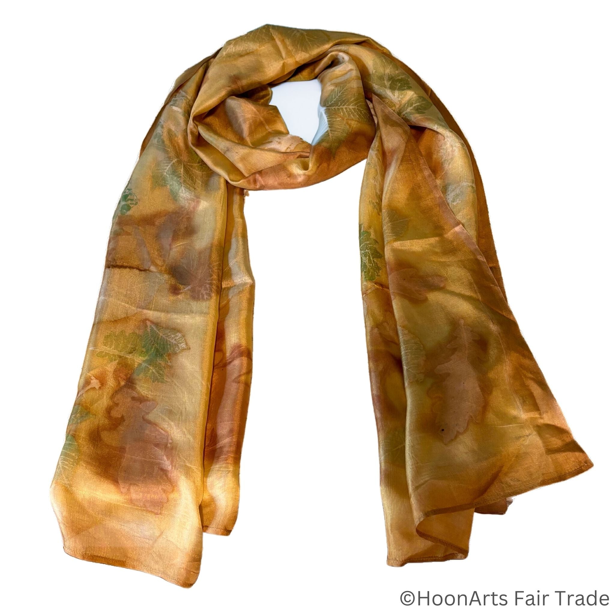 Golden Glory Eco-Printed Silk Scarf