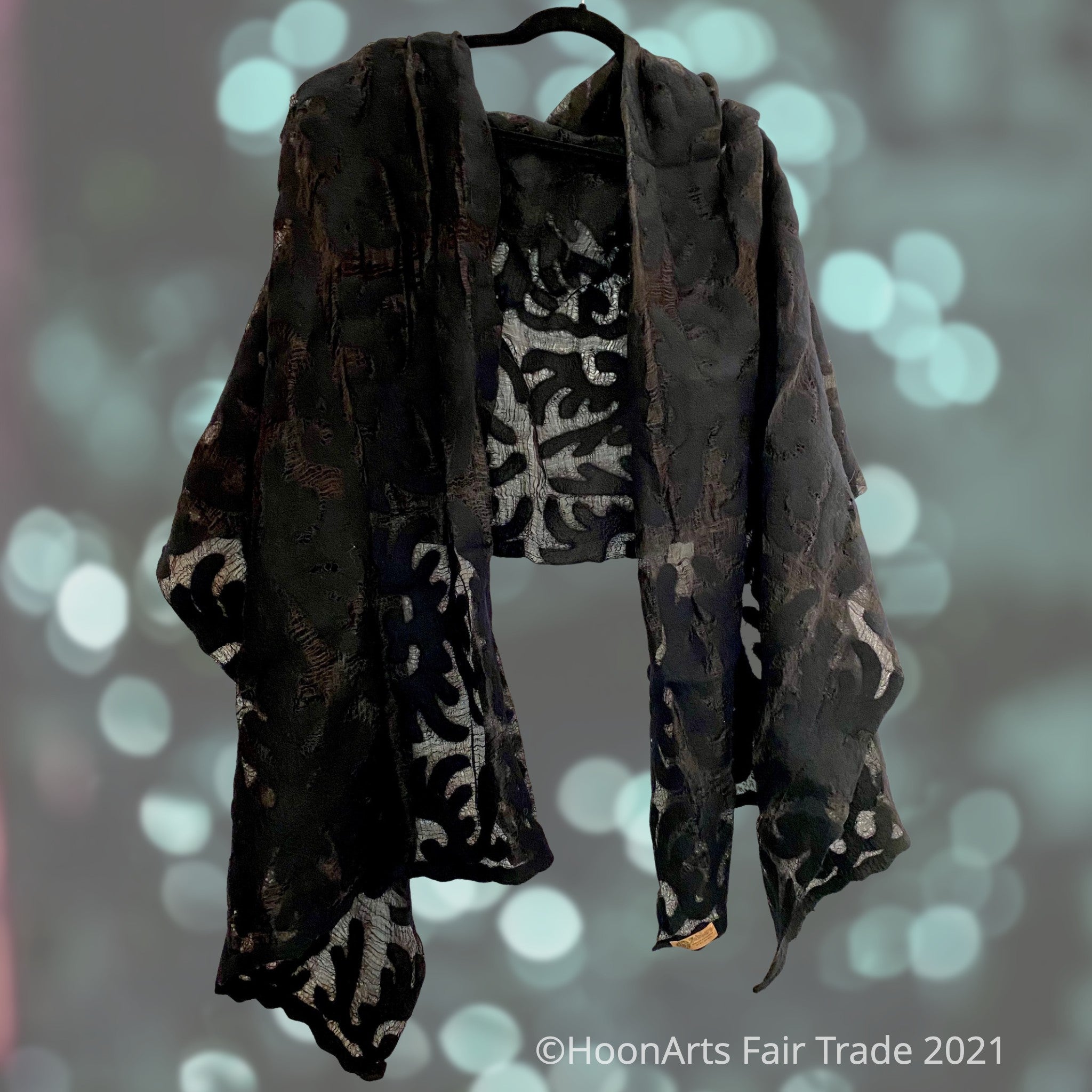 Black Silk and Felted Shawl from Krygyzstan