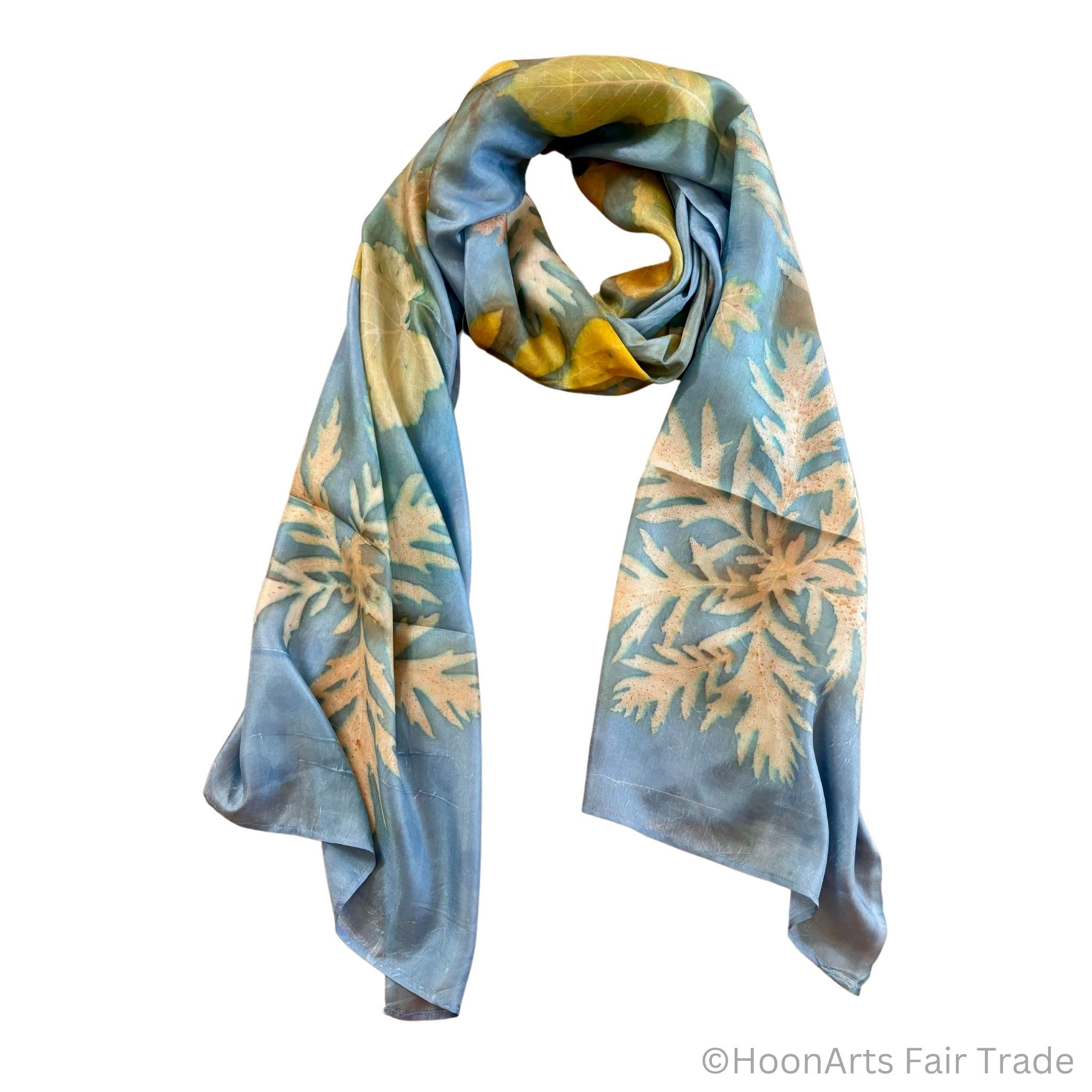 Indigo Eco-Printed Silk Scarf