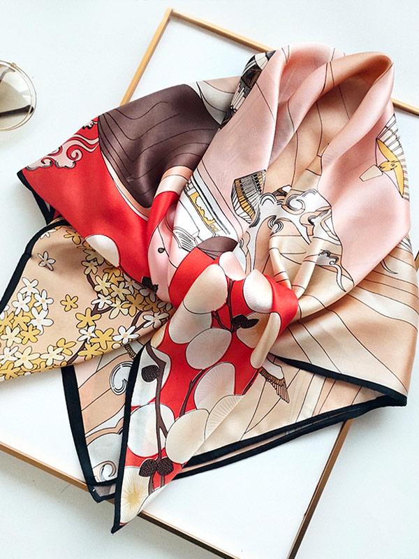 Elegant Florals Silk Square Scarf 90