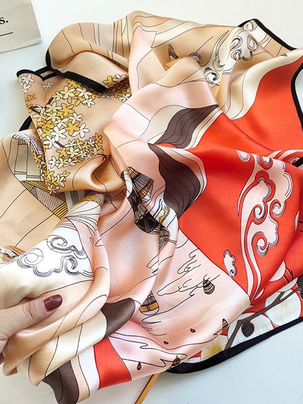 Elegant Florals Silk Square Scarf 90