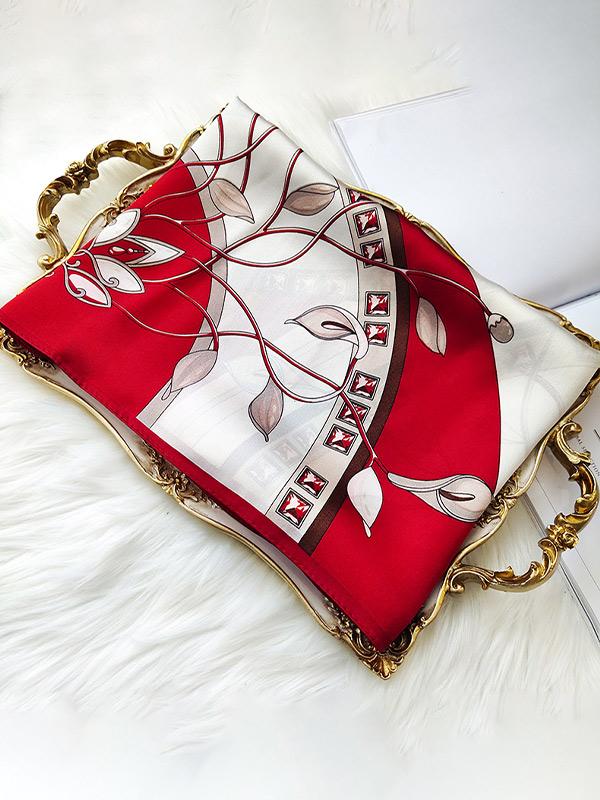 Elegant Red Long Silk Scarf