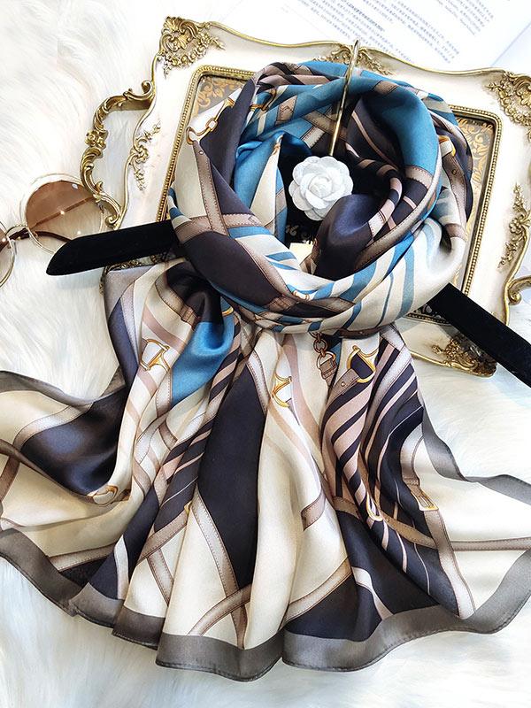 Blue Serenity Long Silk Scarf