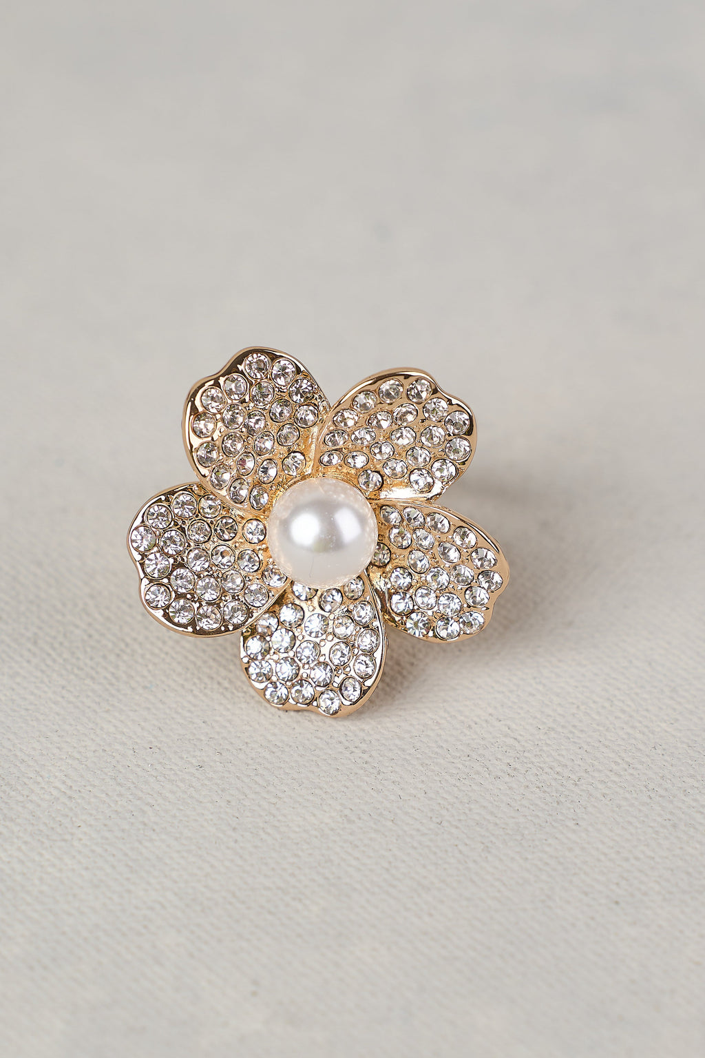 Diamante Floral Scarf Ring - White
